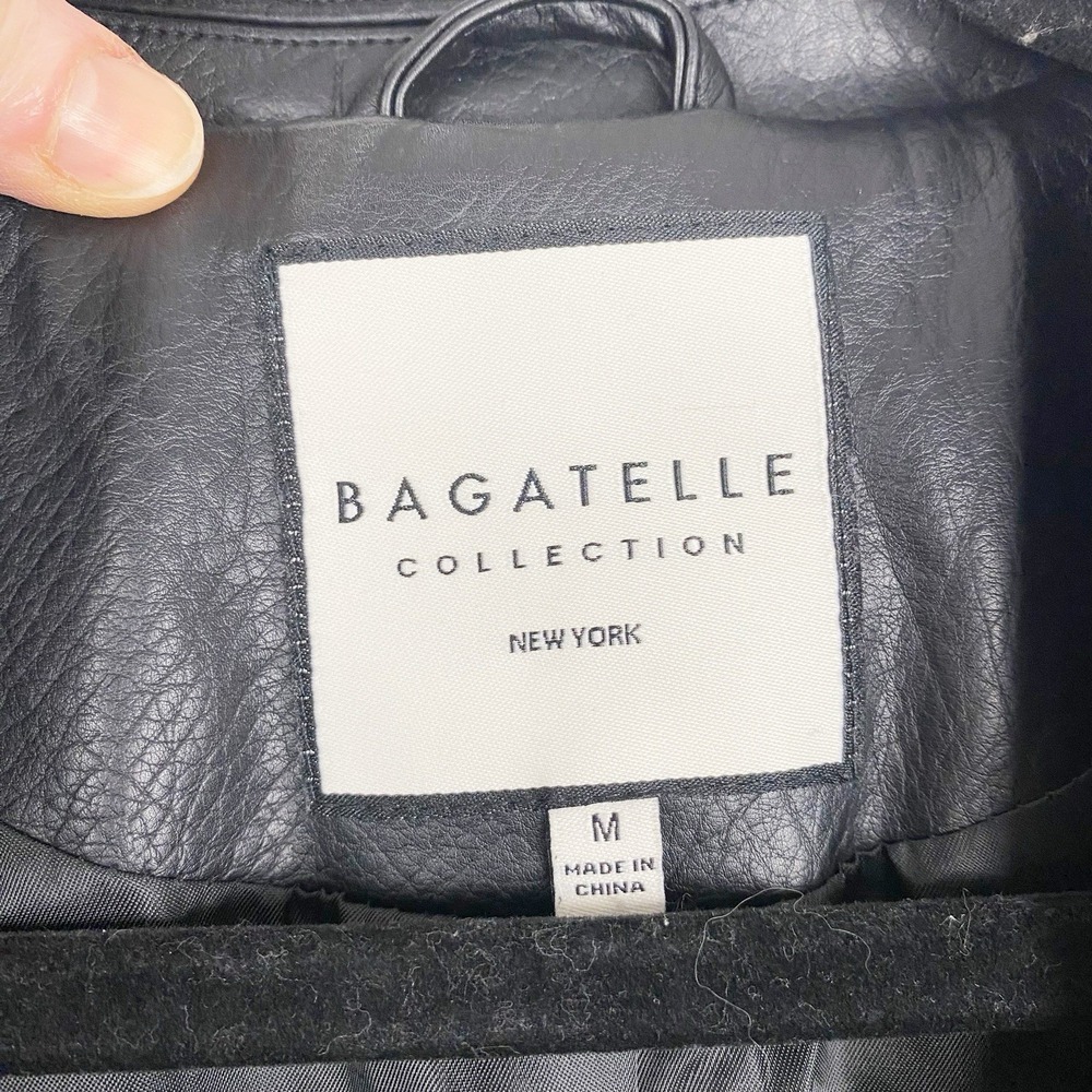 Bagatelle Collection Faux Leather Moto Asymmetrical Zip Jacket Womens M Black - Picture 5 of 7